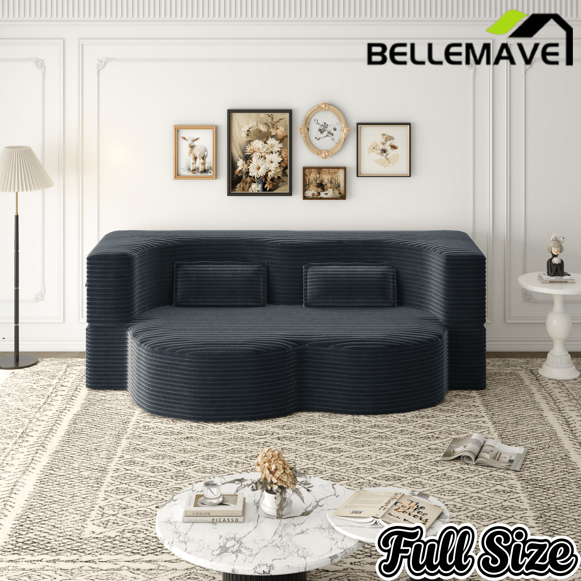 Bellemave® Folding Foam Sofa Bed,15" Full Size Floor Couch,Convertible Sleeper Futon Loveseat Couch for Living Room, Guest Use, Office, Apartmen - Bellemave