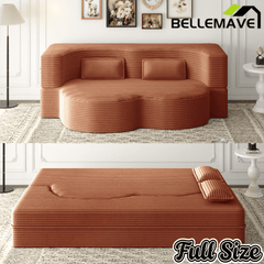 Bellemave® Folding Foam Sofa Bed,15" Full Size Floor Couch,Convertible Sleeper Futon Loveseat Couch for Living Room, Guest Use, Office, Apartmen - Bellemave