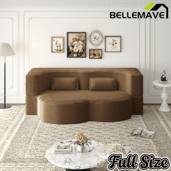 Bellemave® Folding Foam Sofa Bed,15" Full Size Floor Couch,Convertible Sleeper Futon Loveseat Couch for Living Room, Guest Use, Office, Apartmen - Bellemave
