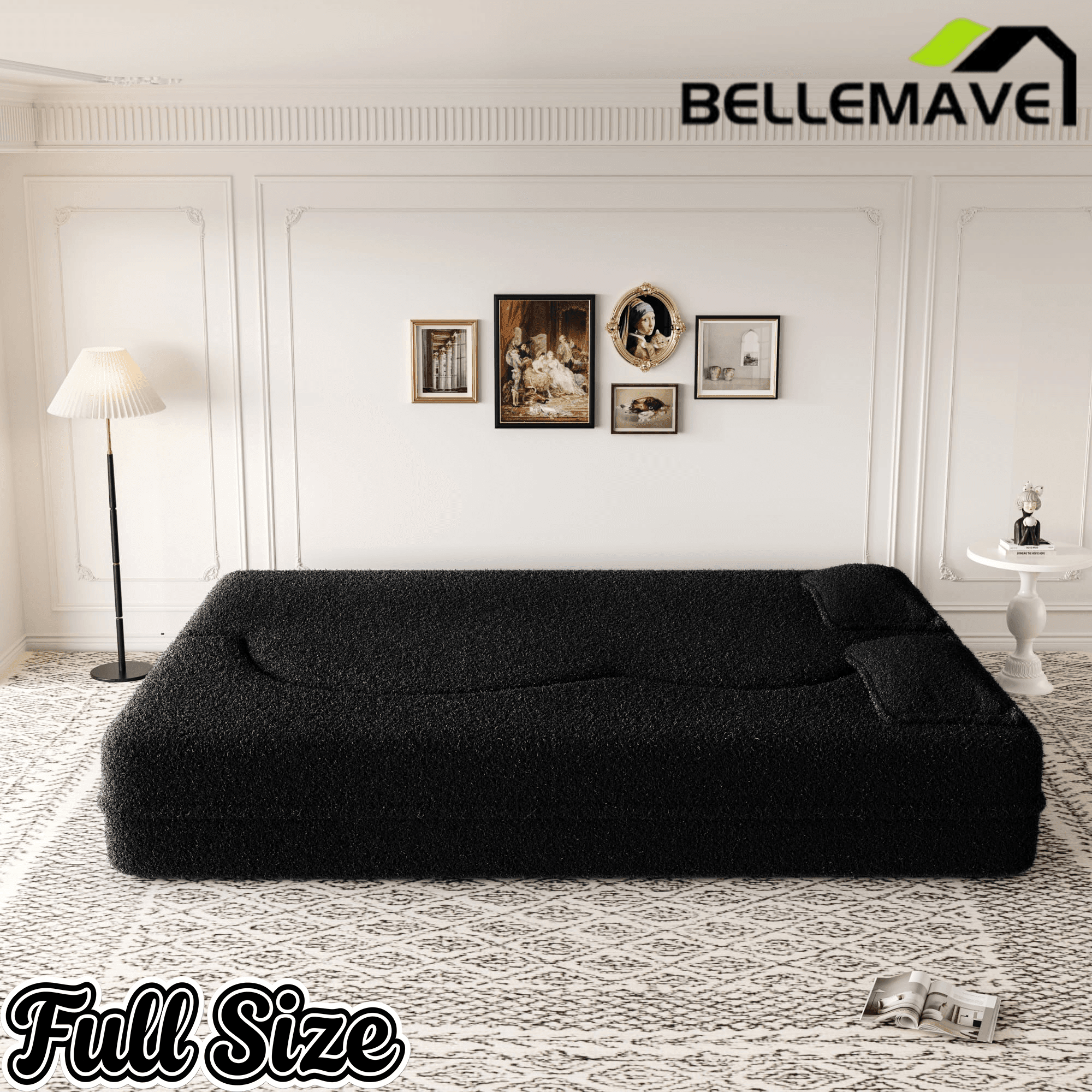 Bellemave® Folding Foam Sofa Bed,15" Full Size Floor Couch,Convertible Sleeper Futon Loveseat Couch for Living Room, Guest Use, Office, Apartmen - Bellemave