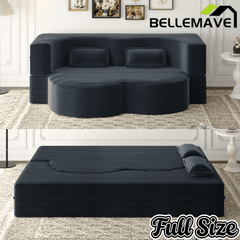 Bellemave® Folding Foam Sofa Bed,15" Full Size Floor Couch,Convertible Sleeper Futon Loveseat Couch for Living Room, Guest Use, Office, Apartmen - Bellemave