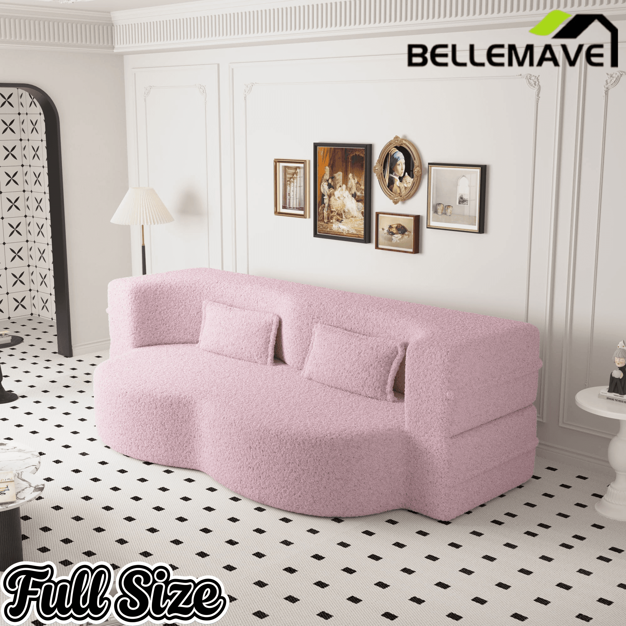 Bellemave® Folding Foam Sofa Bed,15" Full Size Floor Couch,Convertible Sleeper Futon Loveseat Couch for Living Room, Guest Use, Office, Apartmen - Bellemave