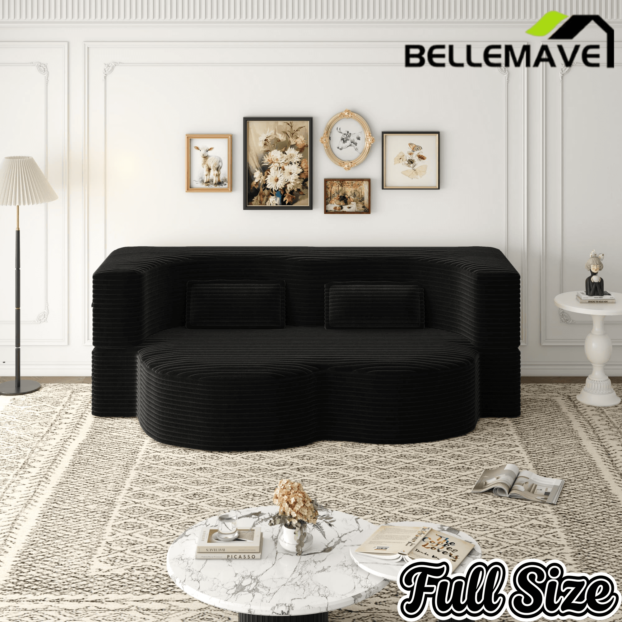 Bellemave® Folding Foam Sofa Bed,15" Full Size Floor Couch,Convertible Sleeper Futon Loveseat Couch for Living Room, Guest Use, Office, Apartmen - Bellemave