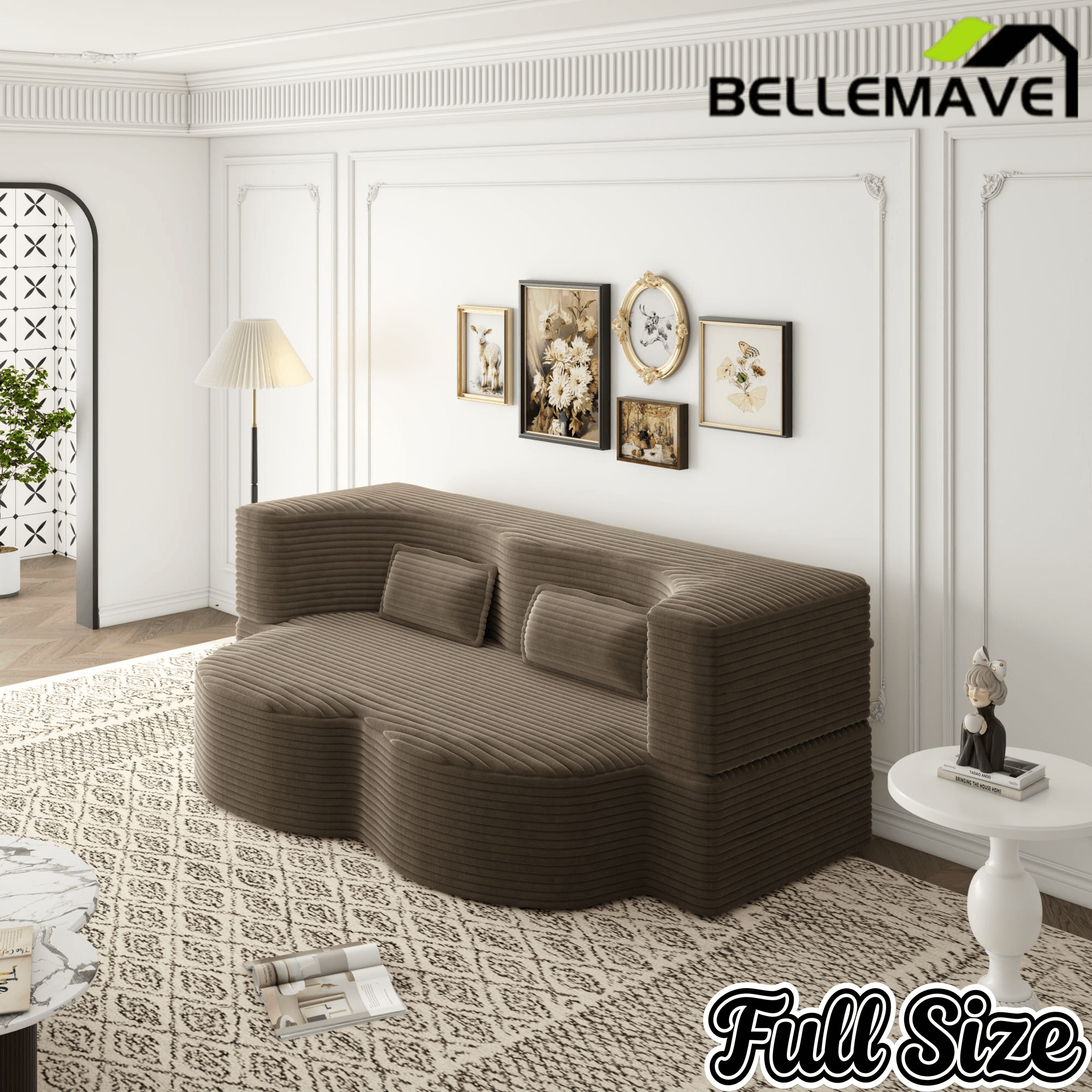 Bellemave® Folding Foam Sofa Bed,15" Full Size Floor Couch,Convertible Sleeper Futon Loveseat Couch for Living Room, Guest Use, Office, Apartmen - Bellemave