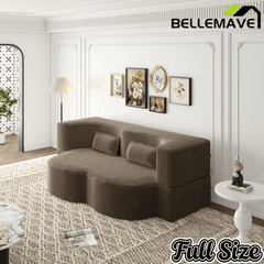 Bellemave® Folding Foam Sofa Bed,15" Full Size Floor Couch,Convertible Sleeper Futon Loveseat Couch for Living Room, Guest Use, Office, Apartmen - Bellemave