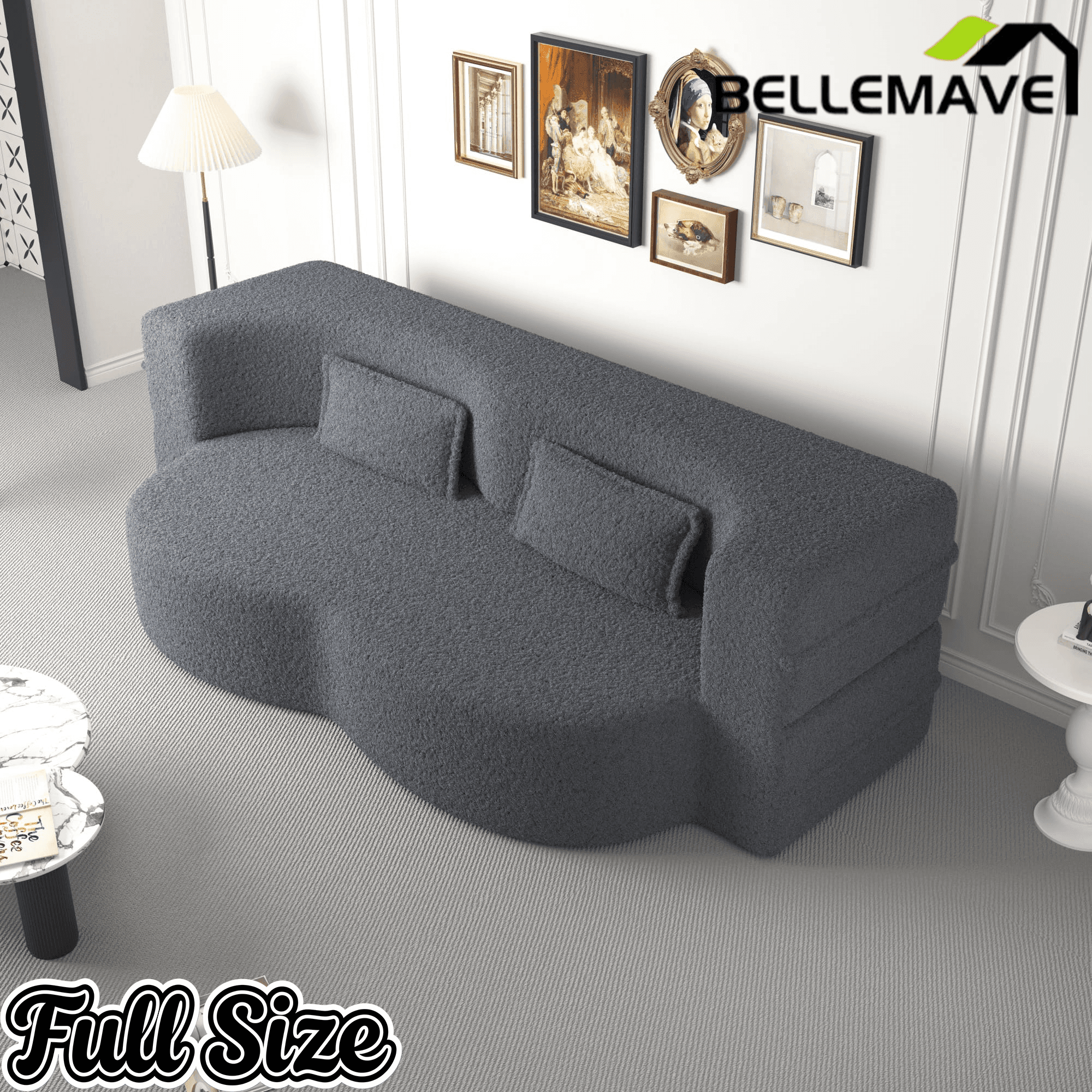Bellemave® Folding Foam Sofa Bed,15" Full Size Floor Couch,Convertible Sleeper Futon Loveseat Couch for Living Room, Guest Use, Office, Apartmen - Bellemave