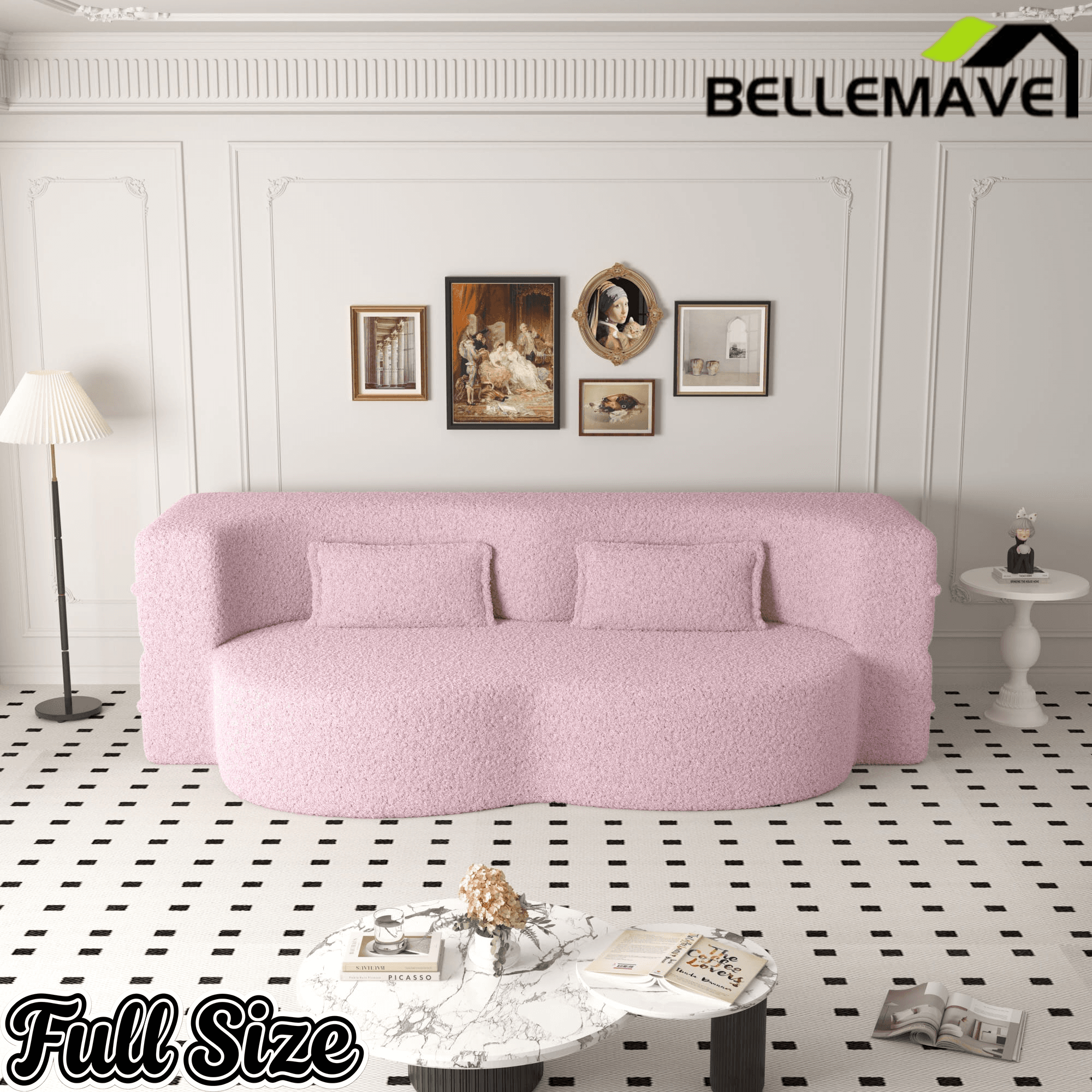 Bellemave® Folding Foam Sofa Bed,15" Full Size Floor Couch,Convertible Sleeper Futon Loveseat Couch for Living Room, Guest Use, Office, Apartmen - Bellemave