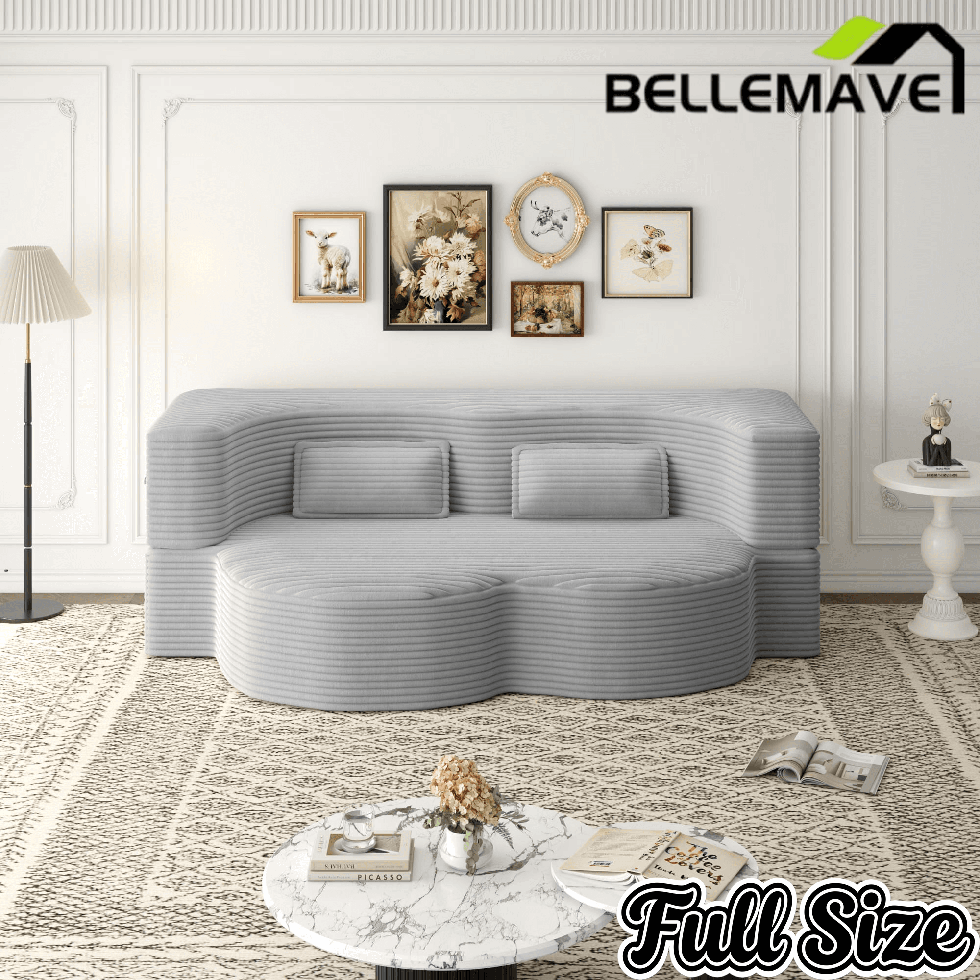 Bellemave® Folding Foam Sofa Bed,15" Full Size Floor Couch,Convertible Sleeper Futon Loveseat Couch for Living Room, Guest Use, Office, Apartmen - Bellemave