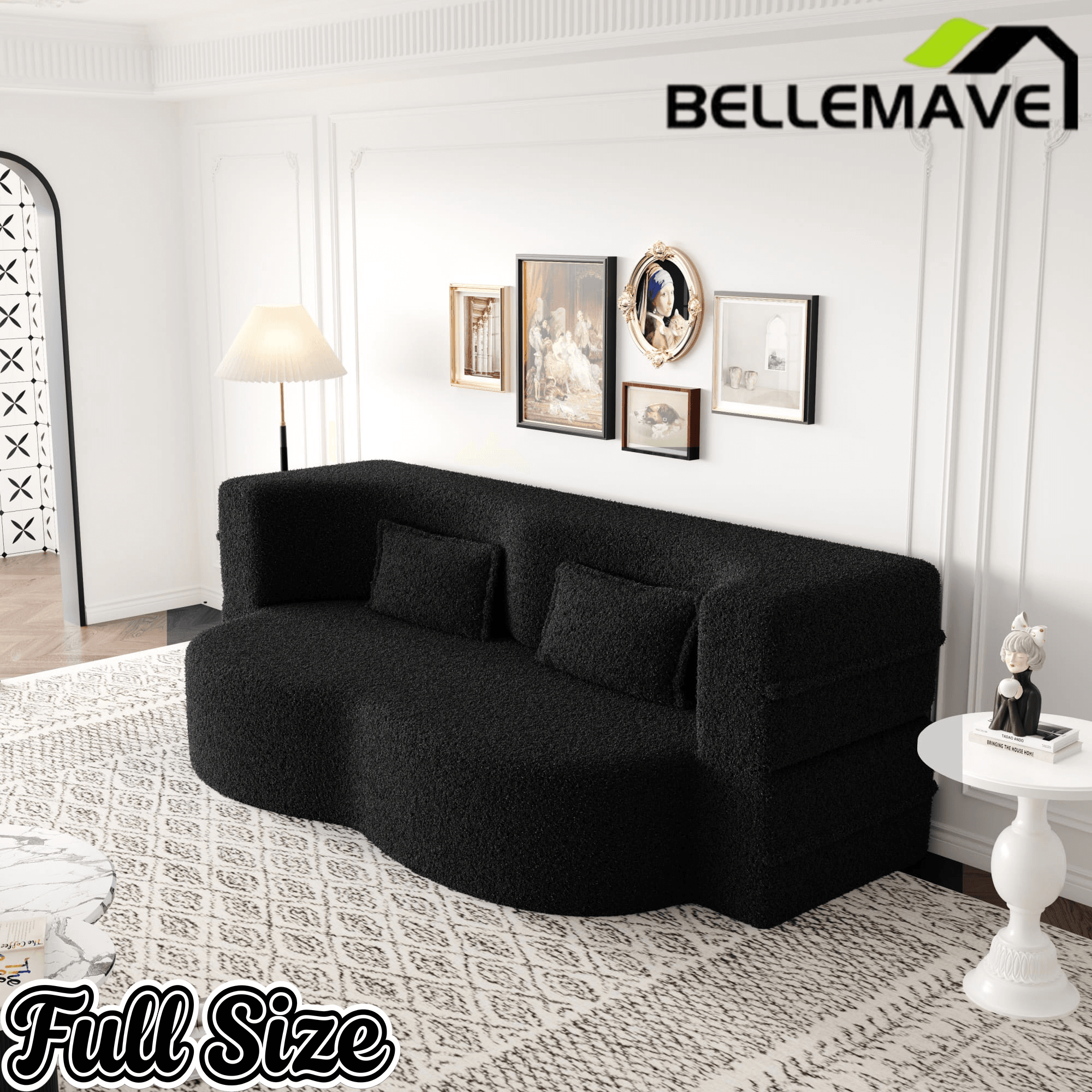 Bellemave® Folding Foam Sofa Bed,15" Full Size Floor Couch,Convertible Sleeper Futon Loveseat Couch for Living Room, Guest Use, Office, Apartmen - Bellemave