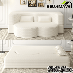 Bellemave® Folding Foam Sofa Bed,15" Full Size Floor Couch,Convertible Sleeper Futon Loveseat Couch for Living Room, Guest Use, Office, Apartmen - Bellemave