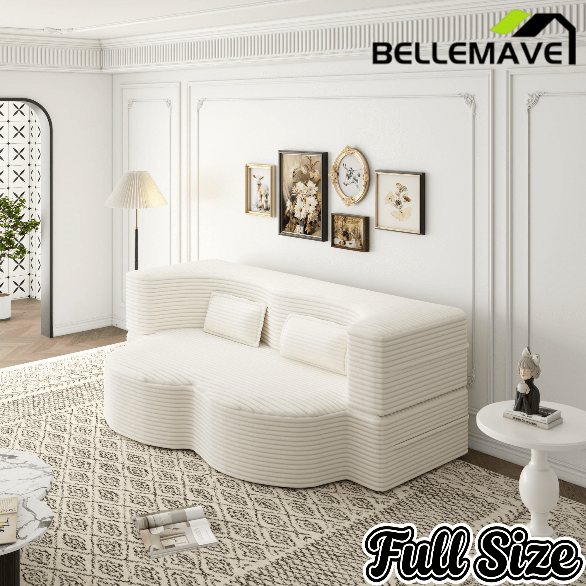 Bellemave® Folding Foam Sofa Bed,15" Full Size Floor Couch,Convertible Sleeper Futon Loveseat Couch for Living Room, Guest Use, Office, Apartmen - Bellemave