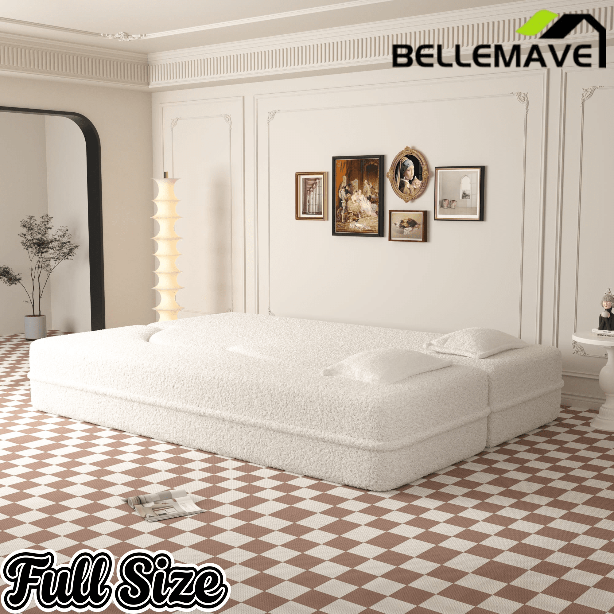 Bellemave® Folding Foam Sofa Bed,15" Full Size Floor Couch,Convertible Sleeper Futon Loveseat Couch for Living Room, Guest Use, Office, Apartmen - Bellemave