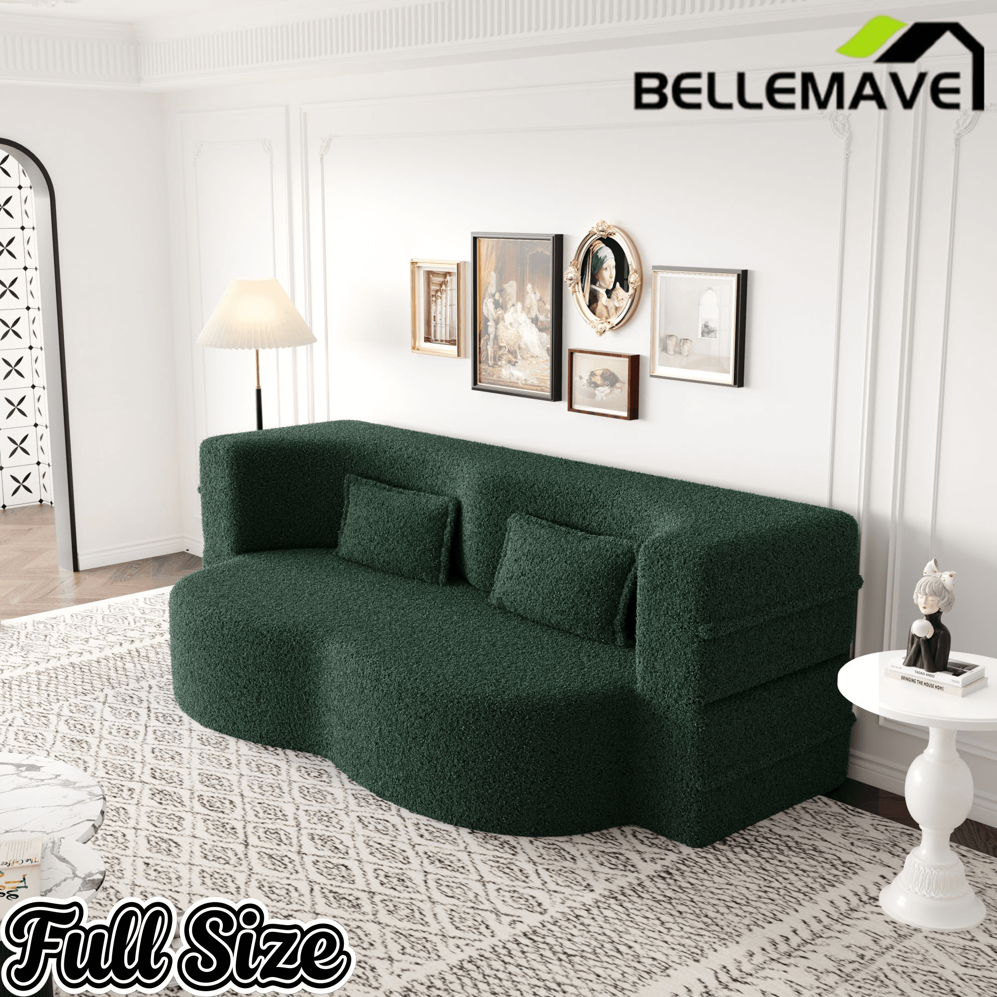 Bellemave® Folding Foam Sofa Bed,15" Full Size Floor Couch,Convertible Sleeper Futon Loveseat Couch for Living Room, Guest Use, Office, Apartmen - Bellemave