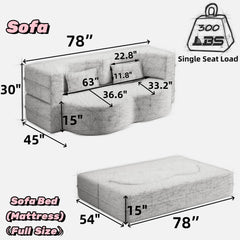 Bellemave® Folding Foam Sofa Bed,15" Full Size Floor Couch,Convertible Sleeper Futon Loveseat Couch for Living Room, Guest Use, Office, Apartmen - Bellemave