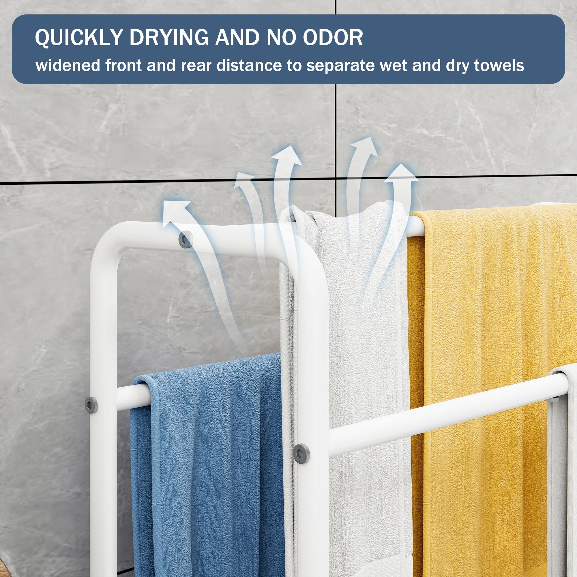 Bellemave® Freestanding 3 Tier Metal Towel Rack Storage Display Rack, Space Saving, for Bathroom, Bedroom & Swimming Pool - Bellemave