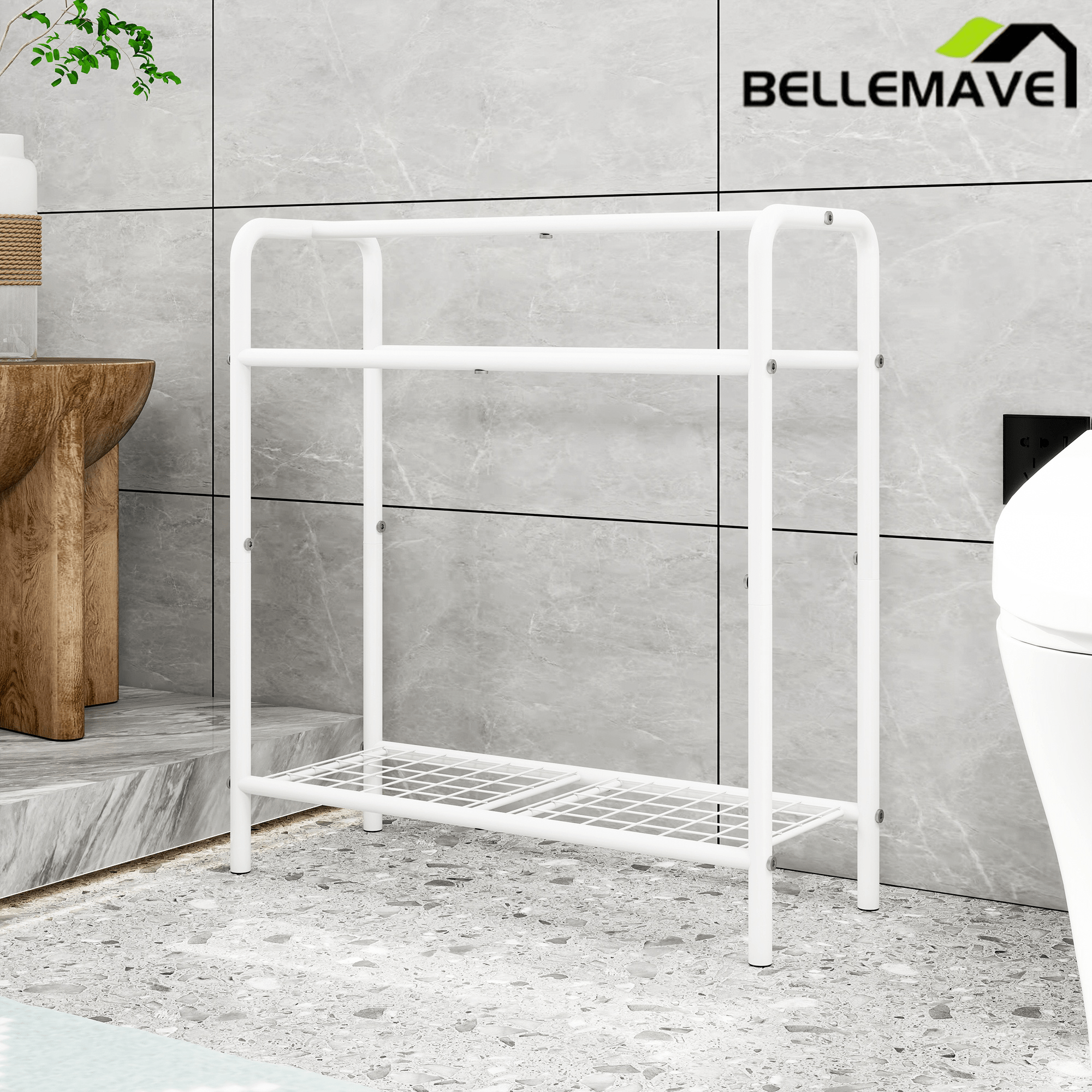 Bellemave® Freestanding 3 Tier Metal Towel Rack Storage Display Rack, Space Saving, for Bathroom, Bedroom & Swimming Pool - Bellemave