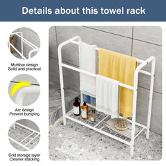 Bellemave® Freestanding 3 Tier Metal Towel Rack Storage Display Rack, Space Saving, for Bathroom, Bedroom & Swimming Pool - Bellemave