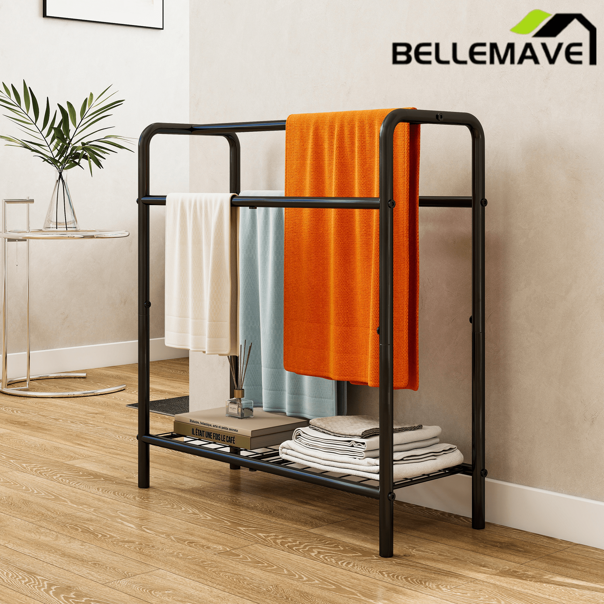 Bellemave® Freestanding 3 Tier Metal Towel Rack Storage Display Rack, Space Saving, for Bathroom, Bedroom & Swimming Pool - Bellemave
