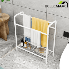 Bellemave® Freestanding 3 Tier Metal Towel Rack Storage Display Rack, Space Saving, for Bathroom, Bedroom & Swimming Pool - Bellemave