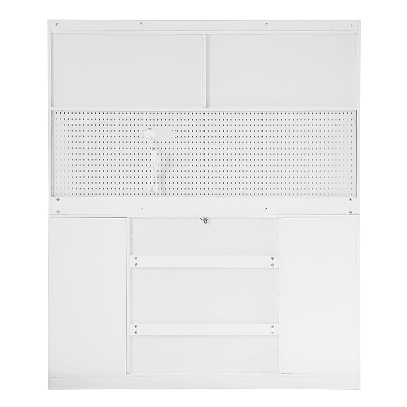 Bellemave® Freestanding 63" Buffet with Hutch and 6 Drawers, 5 Cabinets with Adjustable Shelves,Pegboard,Towel Rack, Power Outlet - Bellemave