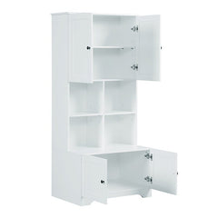 Bellemave® Freestanding Bathroom Storage Cabinet with 4 Doors, Adjustable Shelves and Open multi - layer Shelves - Bellemave