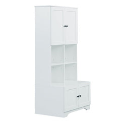 Bellemave® Freestanding Bathroom Storage Cabinet with 4 Doors, Adjustable Shelves and Open multi - layer Shelves - Bellemave