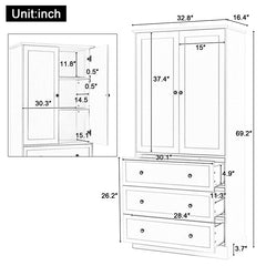 Bellemave® Freestanding Bathroom Storage Cabinet with Adjustable Shelves, Doors & 3 Large Drawers - Bellemave