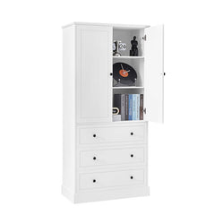 Bellemave® Freestanding Bathroom Storage Cabinet with Adjustable Shelves, Doors & 3 Large Drawers - Bellemave
