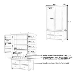 Bellemave® Freestanding Large Kitchen Pantry with 8 Door Shelves,3 Adjustable Shelves,7 Drawers& 8 Wine Racks - Bellemave