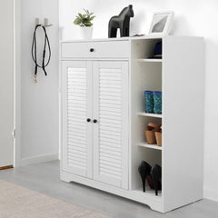 Bellemave® Freestanding Shoe Rack Organizer with 2 Shutter Door , Adjustable Storage Shelf & Top Drawer - Bellemave
