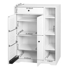 Bellemave® Freestanding Shoe Rack Organizer with 2 Shutter Door , Adjustable Storage Shelf & Top Drawer - Bellemave