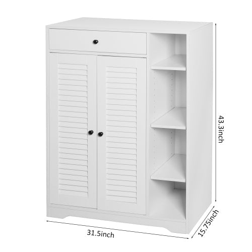 Bellemave® Freestanding Shoe Rack Organizer with 2 Shutter Door , Adjustable Storage Shelf & Top Drawer - Bellemave