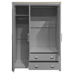 Bellemave® Freestanding Wooden Wardrobe Cabinet 67.9" H with 2 Hanging Rods, 2 Drawers & Shelves for Bedroom, Gray - Bellemave