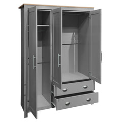 Bellemave® Freestanding Wooden Wardrobe Cabinet 67.9" H with 2 Hanging Rods, 2 Drawers & Shelves for Bedroom, Gray - Bellemave