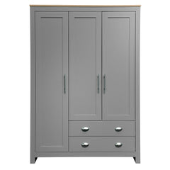 Bellemave® Freestanding Wooden Wardrobe Cabinet 67.9" H with 2 Hanging Rods, 2 Drawers & Shelves for Bedroom, Gray - Bellemave