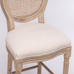 Bellemave® French Country Wooden Barstools Rattan Back with Upholstered Seating , Set of 2 - Bellemave