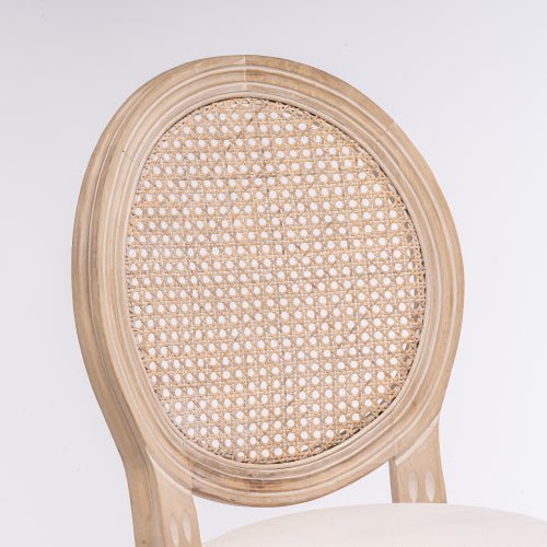 Bellemave® French Country Wooden Barstools Rattan Back with Upholstered Seating , Set of 2 - Bellemave