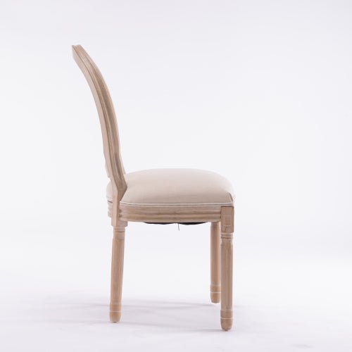 Bellemave® French Style Solid Wood Frame Linen Fabric Oval Back Dining Chair, Set of 2 - Bellemave