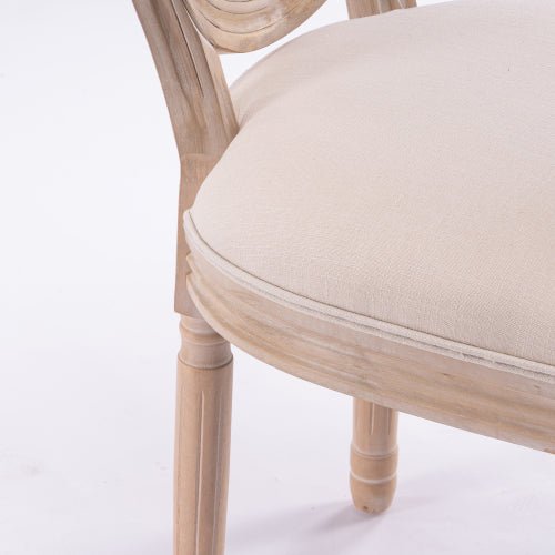 Bellemave® French Style Solid Wood Frame Linen Fabric Oval Back Dining Chair, Set of 2 - Bellemave