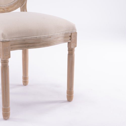 Bellemave® French Style Solid Wood Frame Linen Fabric Oval Back Dining Chair, Set of 2 - Bellemave