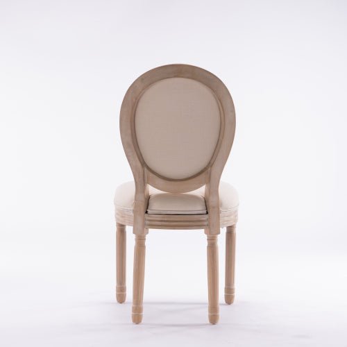 Bellemave® French Style Solid Wood Frame Linen Fabric Oval Back Dining Chair, Set of 2 - Bellemave