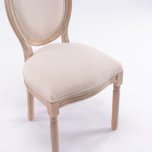 Bellemave® French Style Solid Wood Frame Linen Fabric Oval Back Dining Chair, Set of 2 - Bellemave