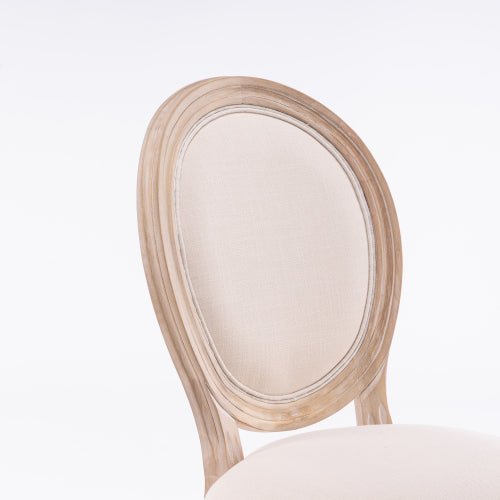 Bellemave® French Style Solid Wood Frame Linen Fabric Oval Back Dining Chair, Set of 2 - Bellemave
