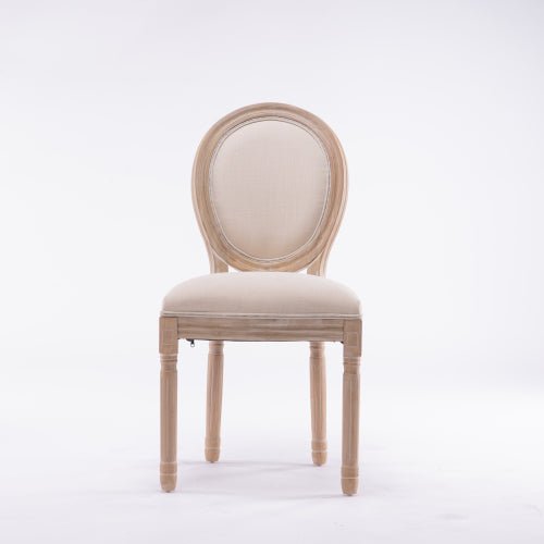 Bellemave® French Style Solid Wood Frame Linen Fabric Oval Back Dining Chair, Set of 2 - Bellemave