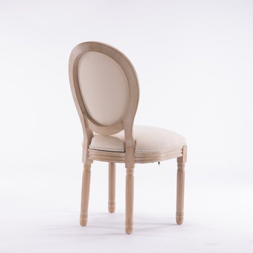 Bellemave® French Style Solid Wood Frame Linen Fabric Oval Back Dining Chair, Set of 2 - Bellemave