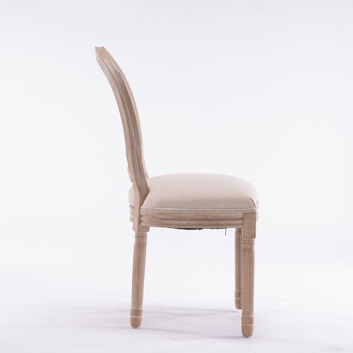 Bellemave® French Style Solid Wood Frame Linen Fabric Rattan Back Dining Chair,Set of 2 - Bellemave