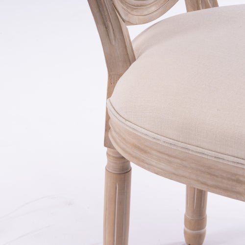 Bellemave® French Style Solid Wood Frame Linen Fabric Rattan Back Dining Chair,Set of 2 - Bellemave