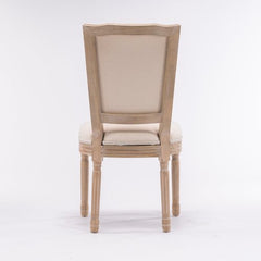 Bellemave® French Style Solid Wood Frame Linen Fabric Square Back Dining Chair,Set of 2 - Bellemave