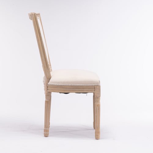 Bellemave® French Style Solid Wood Frame Linen Fabric Square Back Dining Chair,Set of 2 - Bellemave