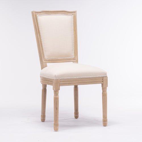 Bellemave® French Style Solid Wood Frame Linen Fabric Square Back Dining Chair,Set of 2 - Bellemave